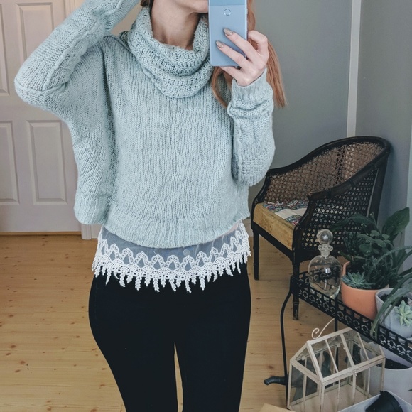Wooden Ships Sweaters - Wooden Ships Knits • Teal Cropped Cowlneck